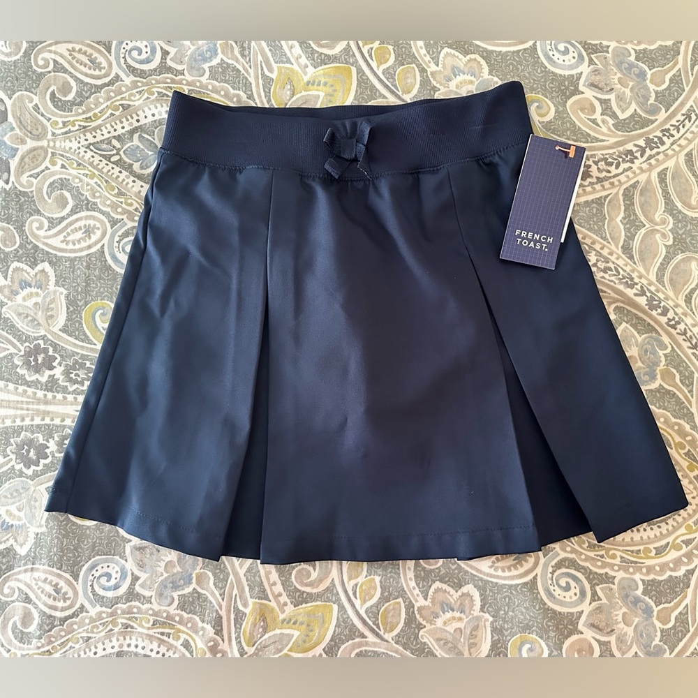 French Toast Navy Kick Pleat Skirt